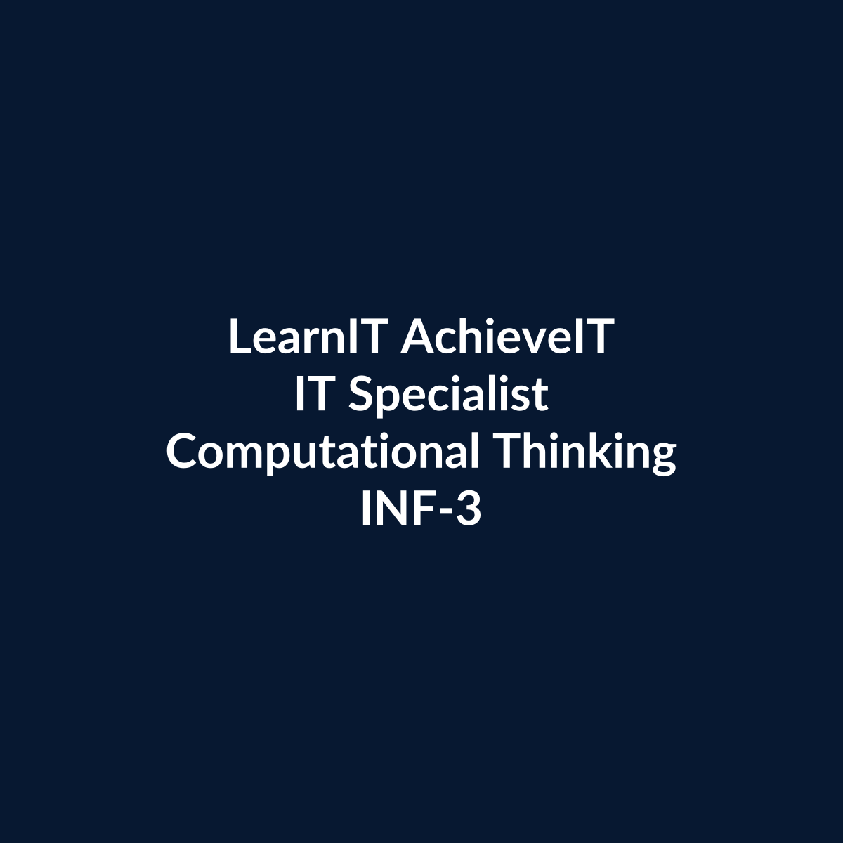 IT Specialist Computational Thinking Course UK INF-308